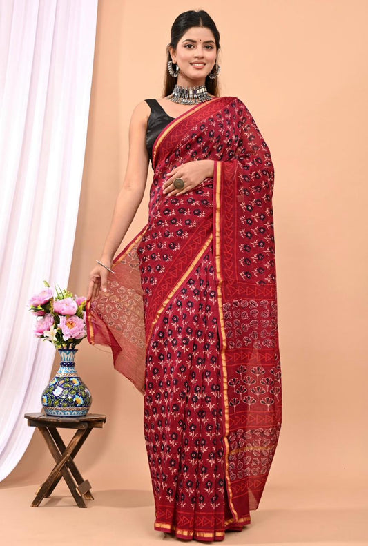 Beautiful Pure Chanderi Printed Silk Saree