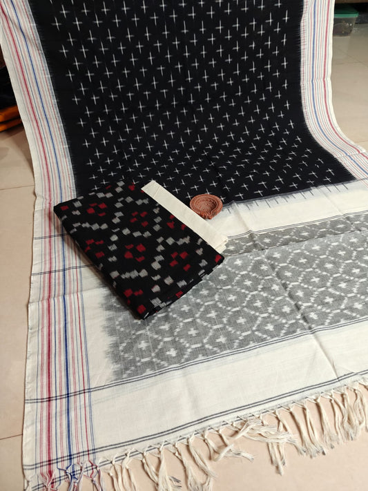 Pure Cotton Double Ikkat Unstitched Suit.