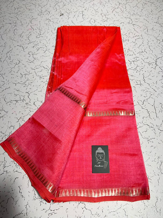 Pure Cotton Silk Mangalagiri Saree With Running Blouse .