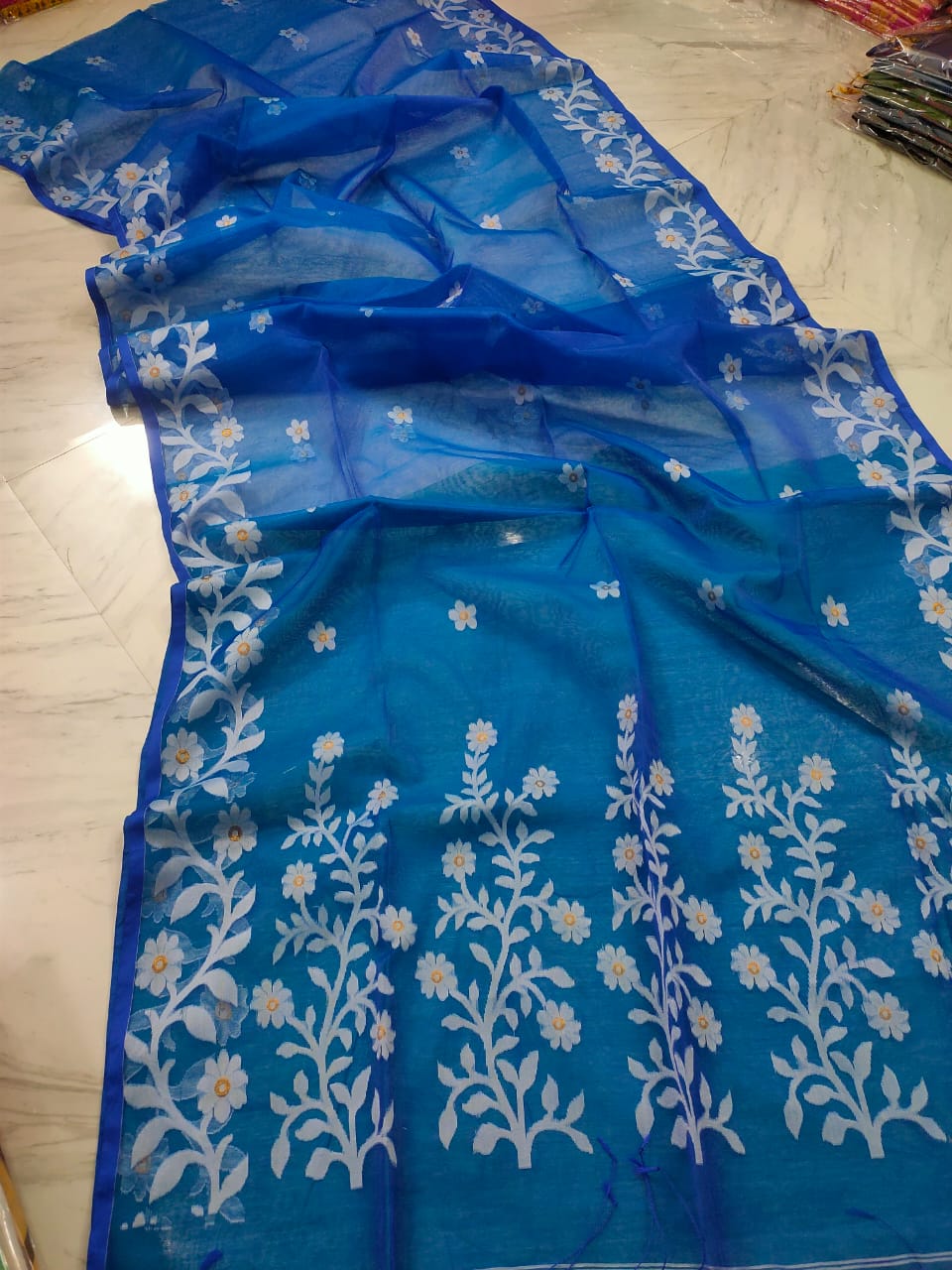 Pure Maslin Jamdani Saree