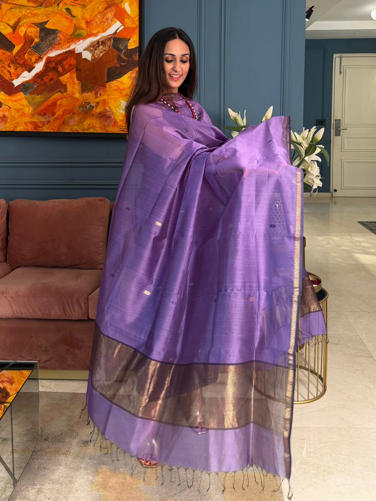 Pure Maheswari Silk Cotton Handwoven Unstitch Suit.