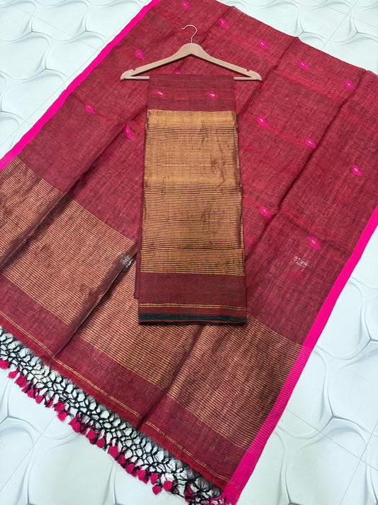 Pure Linen Jamdani Unstitch Suit.