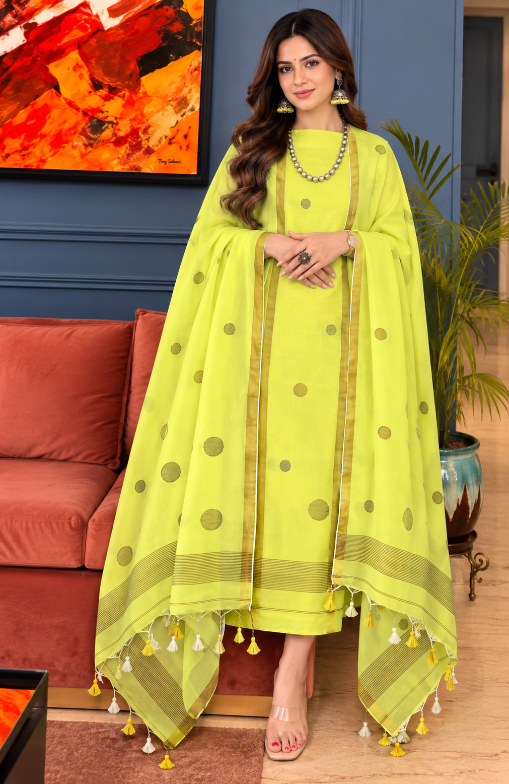 Pure Maheswari Silk Cotton Handwoven Unstitch Suit.