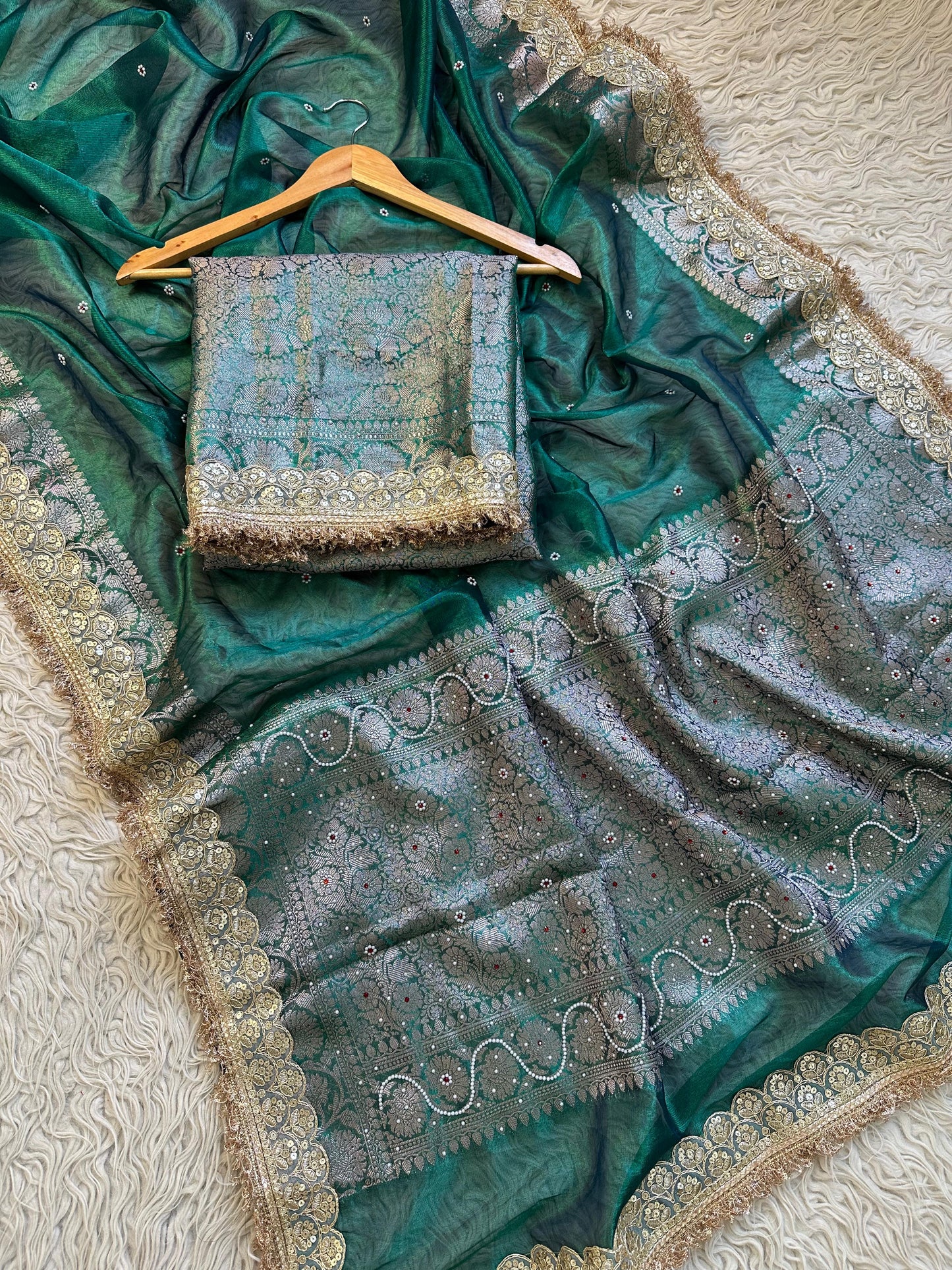 Banarasi Tissue lace Work Soft Silk Saree.