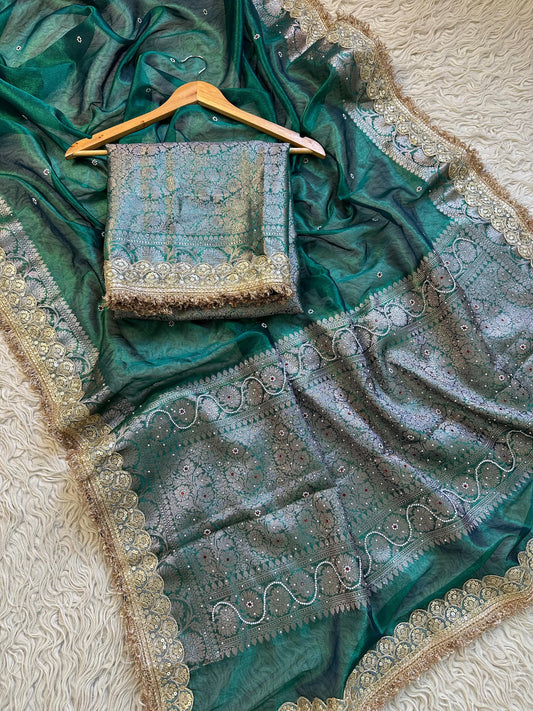 Banarasi Tissue lace Work Soft Silk Saree.