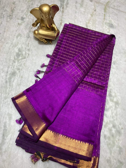 Pure Cotton Silk Mangalagiri Saree With Running Blouse .