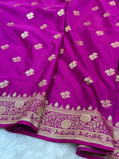 Banarasi Mashru Katan Silk Resham zari Work Saree.
