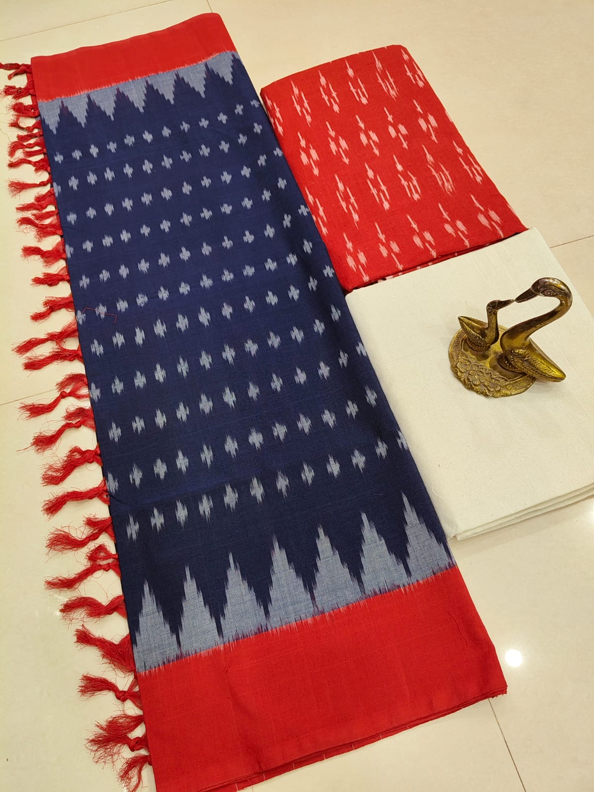 Beautiful Pure Cotton Double Ikkat Unstitched Suit.