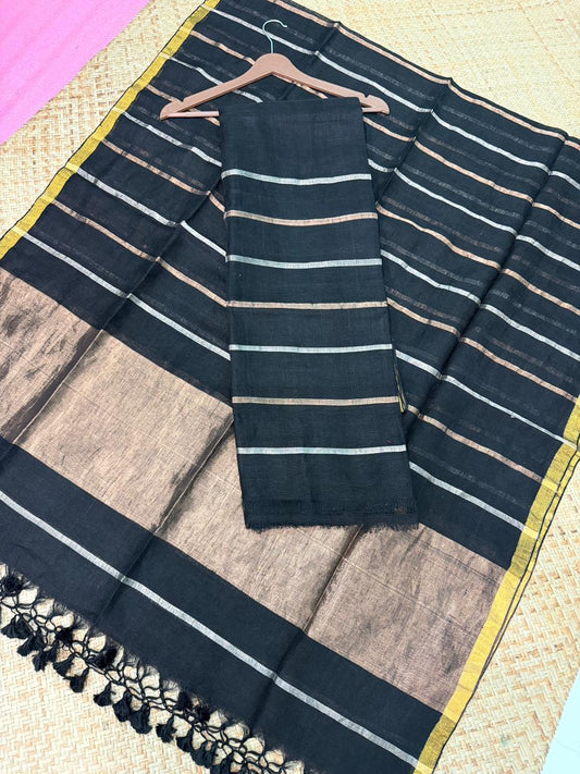Pure Linen Jamdani Unstitch Suit.