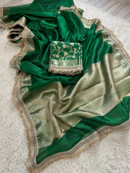 Banarasi Tissue lace Work Soft Silk Saree.