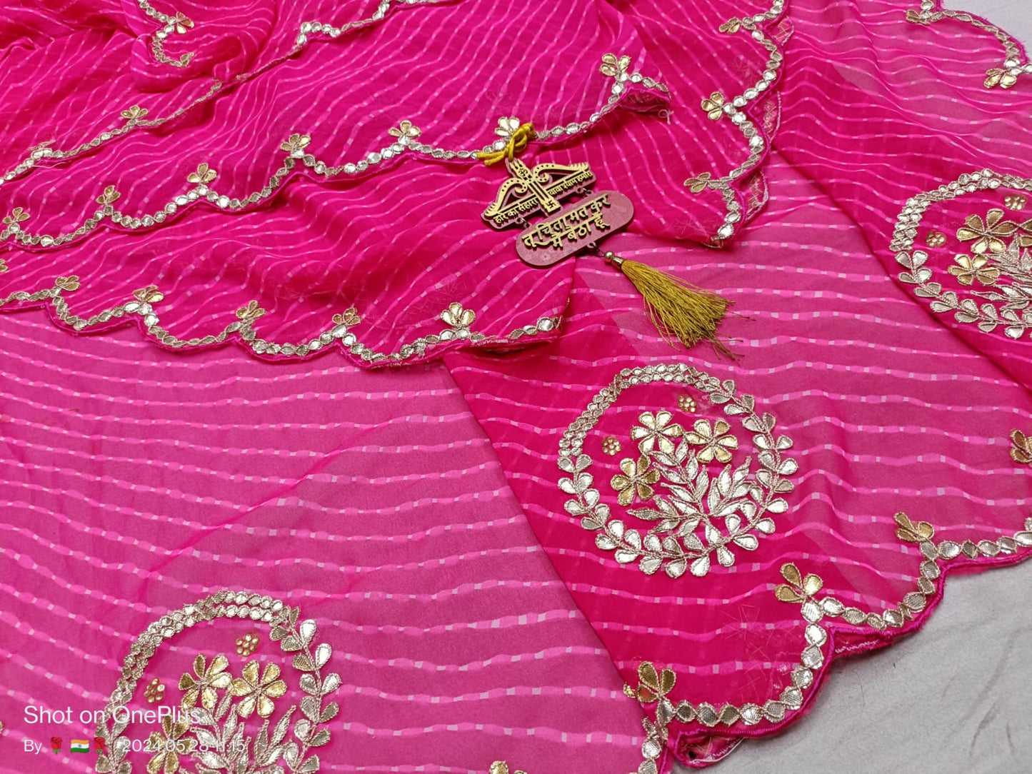 Georgette Leheriya Hand Work Gota Patti Saree