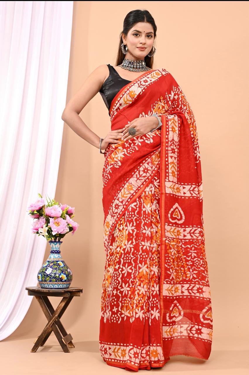 Beautiful Pure Chanderi Printed Silk Saree