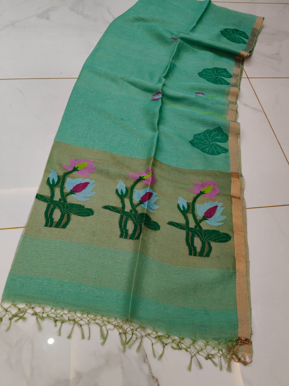 Pure Linen Tissue Saree with Blouse.
