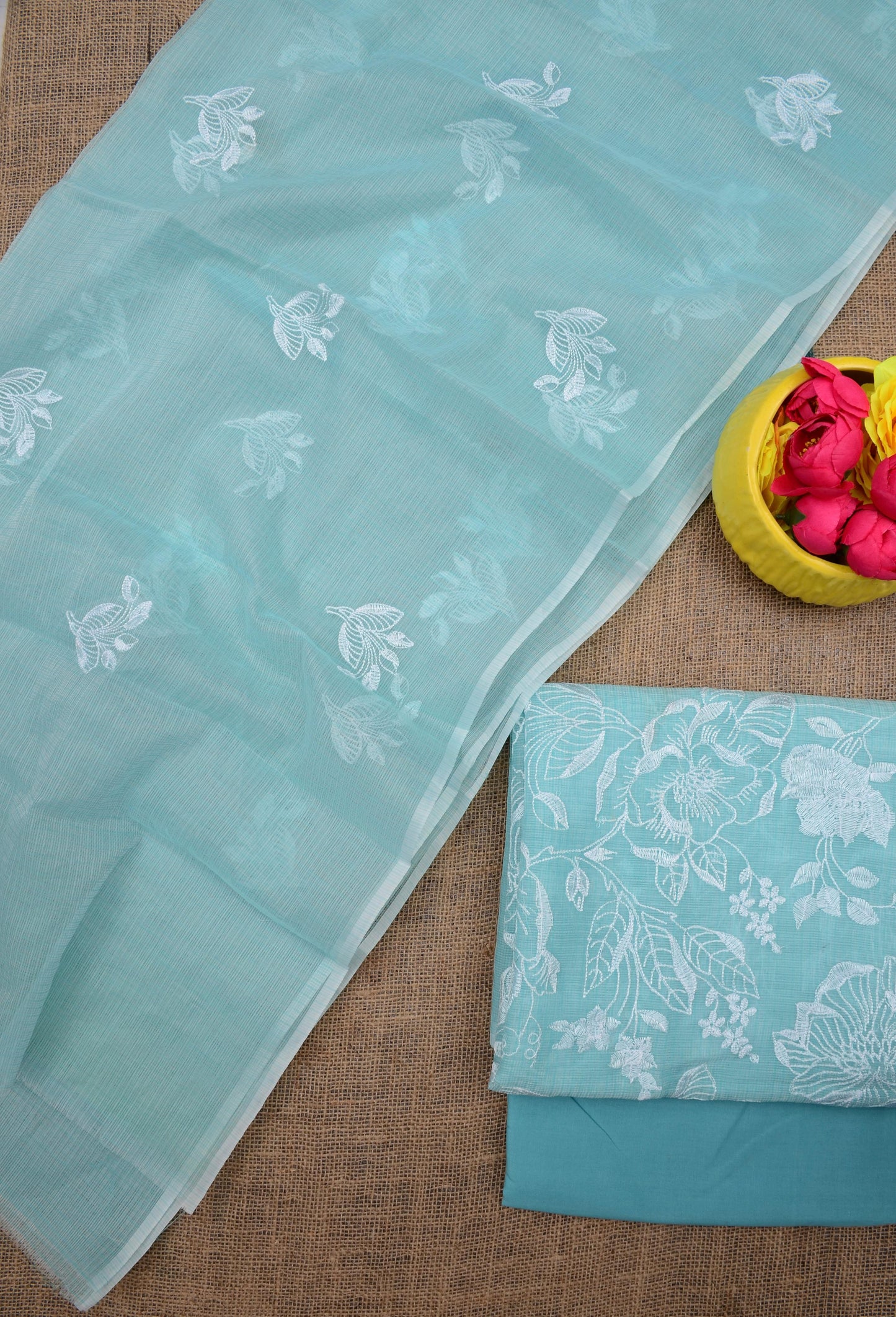 Pure Kota Doriya Embroidery Work Unstitched Suits