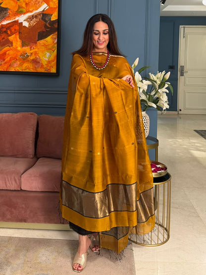 Pure Maheswari Silk Cotton Handwoven Unstitch Suit.