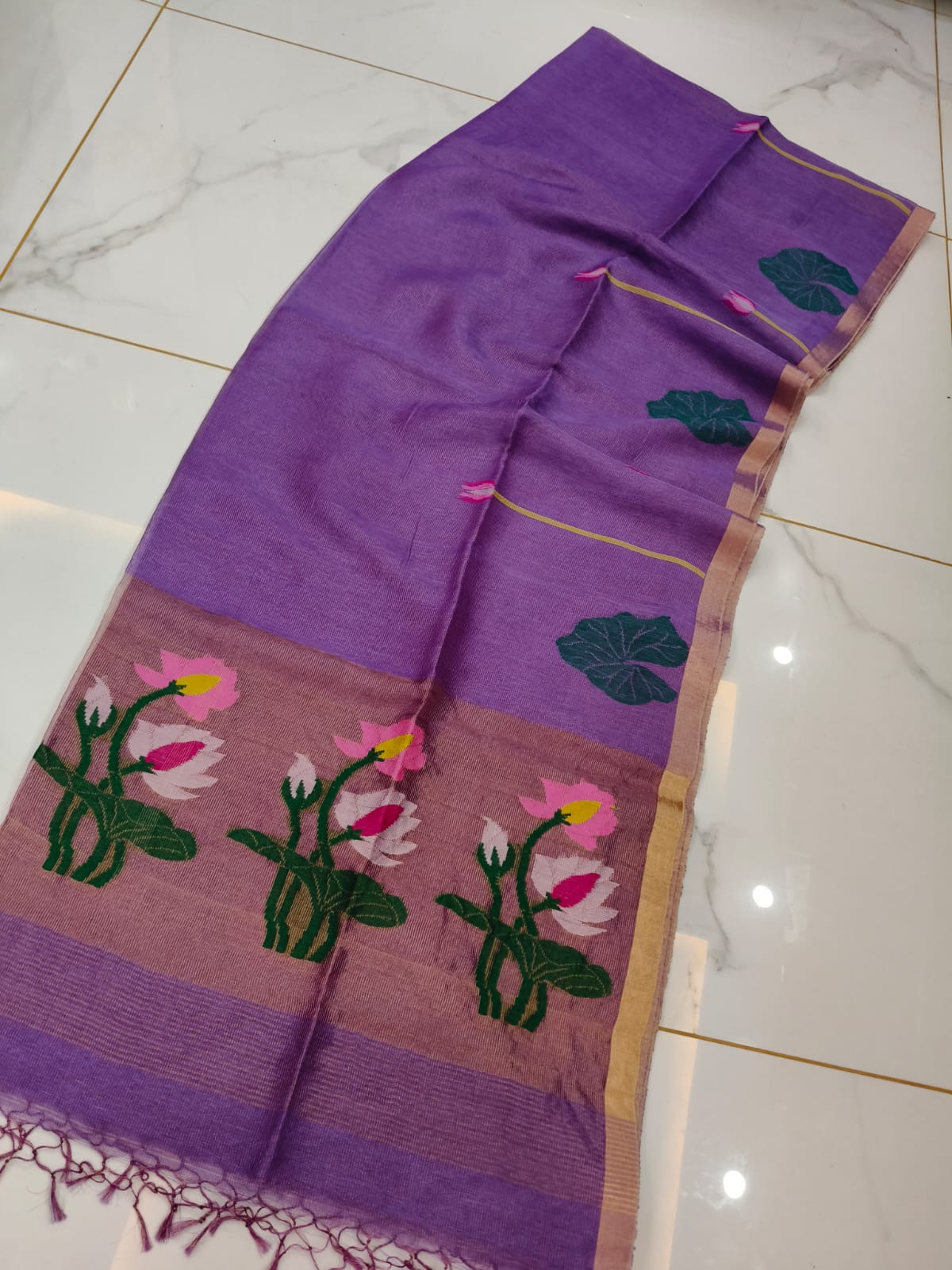 Pure Linen Tissue Saree with Blouse.