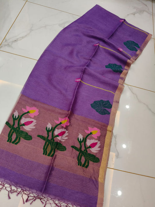 Pure Linen Tissue Saree with Blouse.