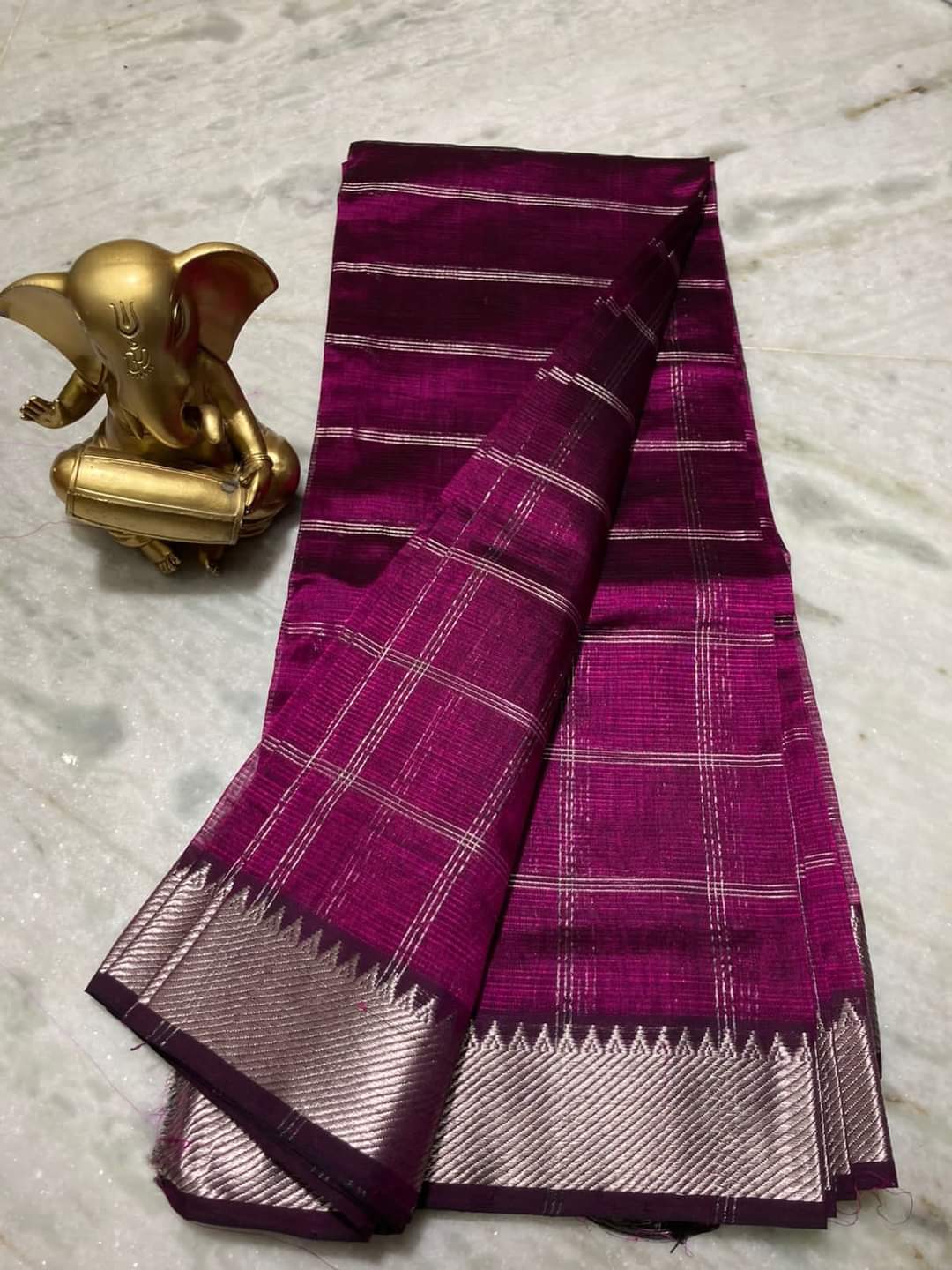 Pure Cotton Silk Mangalagiri Saree With Running Blouse.