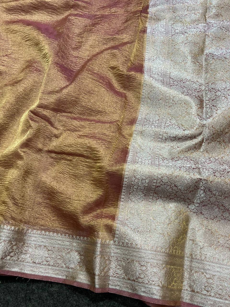 Banarasi Crushed Tissue Soft Silk Saree.
