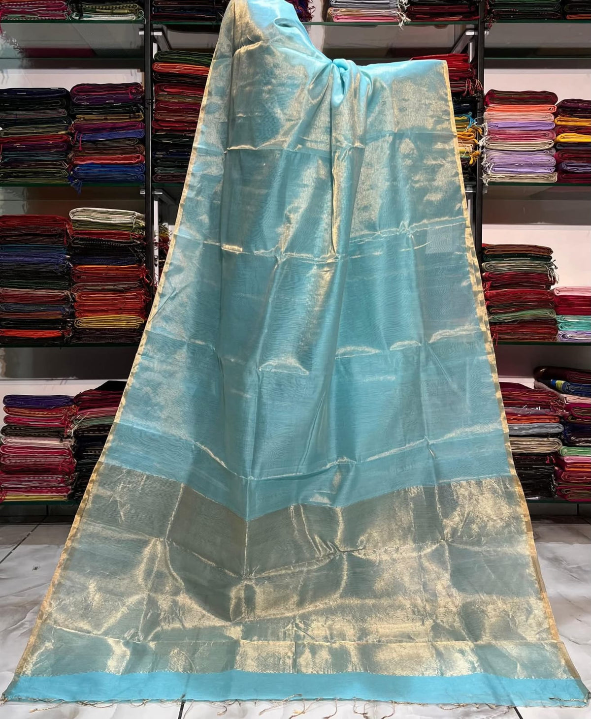 Tissue Linen Silk Saree with Blouse