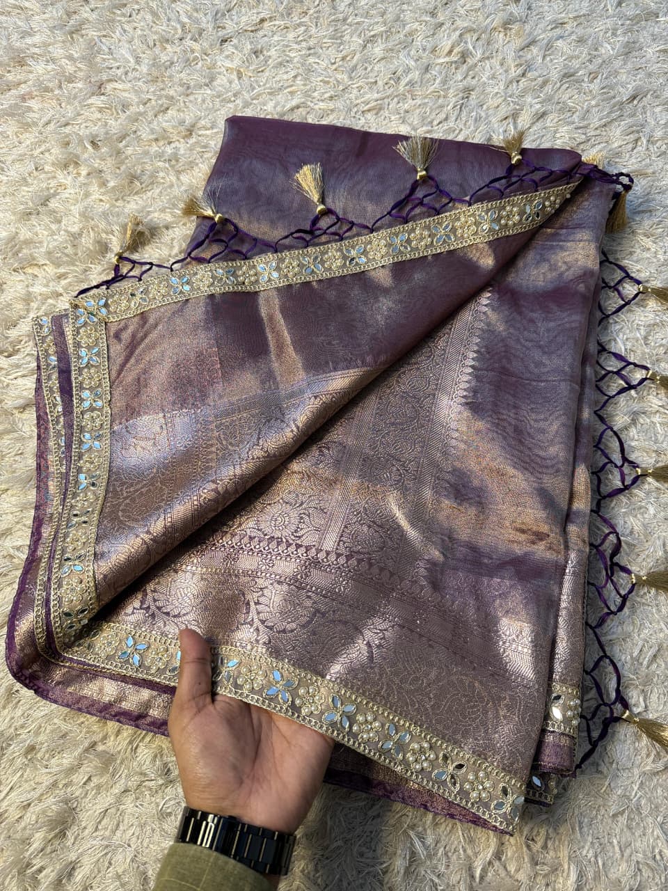 Banarasi  Tissue lace Work Soft Silk Saree.