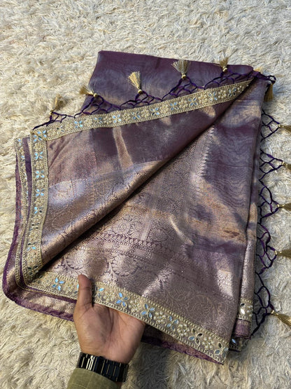 Banarasi  Tissue lace Work Soft Silk Saree.