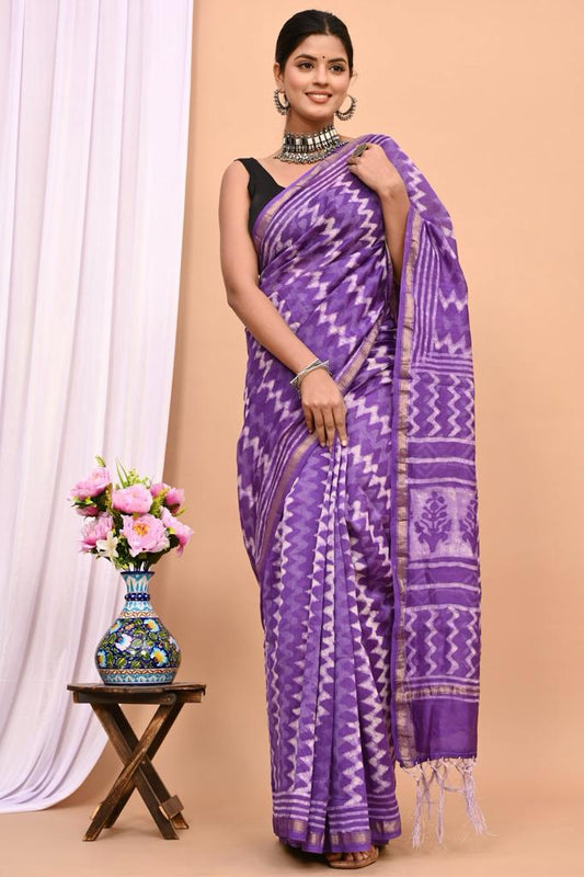 Beautiful Pure Chanderi Printed Silk Saree