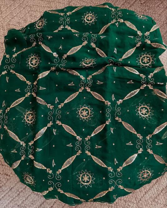 BEAUTIFUL SEQUENCE AND ZARI EMBROIDERY WORK DAIMOND CHIFFON