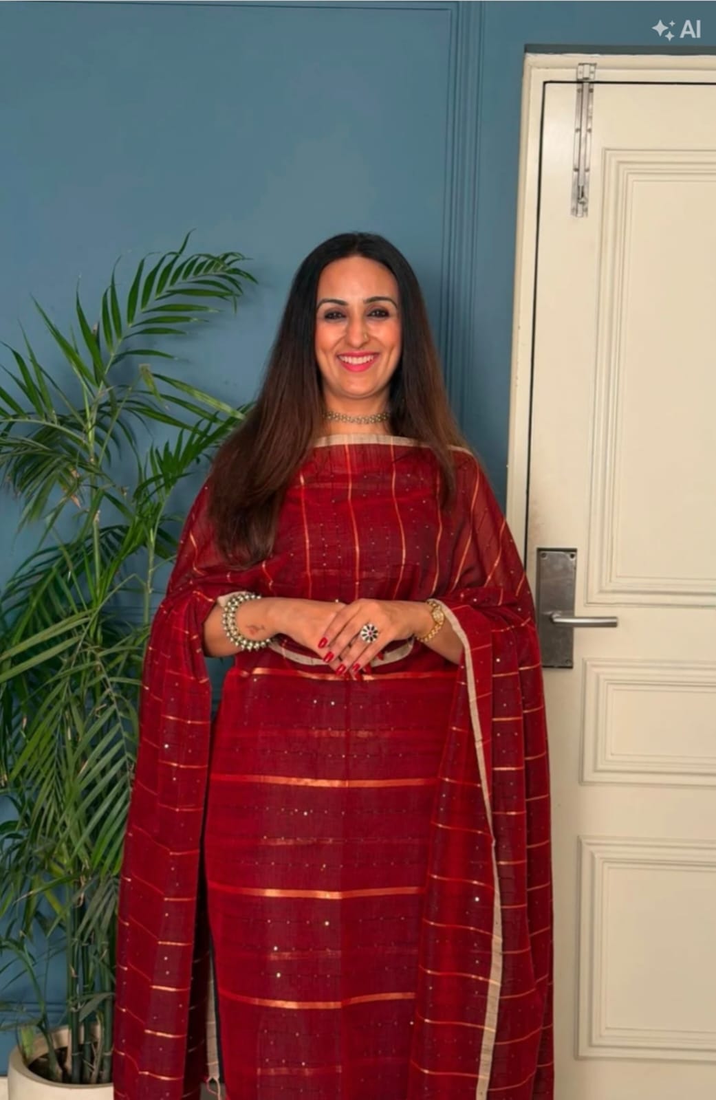 Pure Maheswari Silk Cotton Handwoven Unstitch Suit.