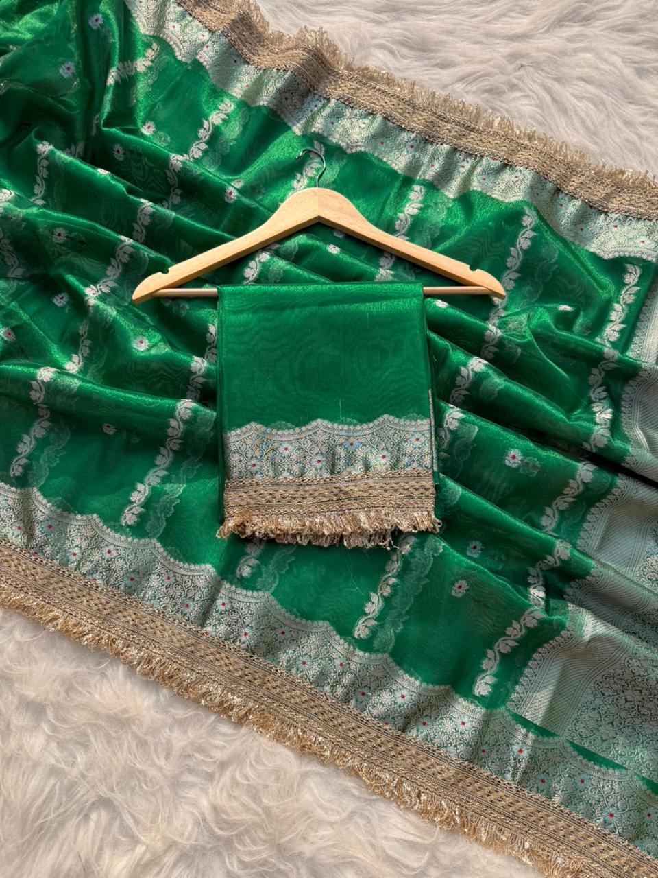 Banarasi Tissue Silk Tilfi Meena Work Saree.