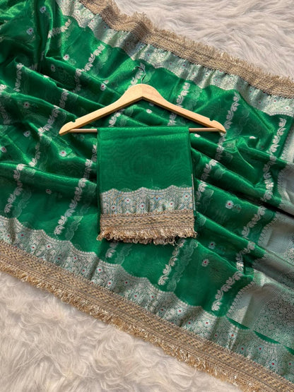 Banarasi Tissue Silk Tilfi Meena Work Saree.