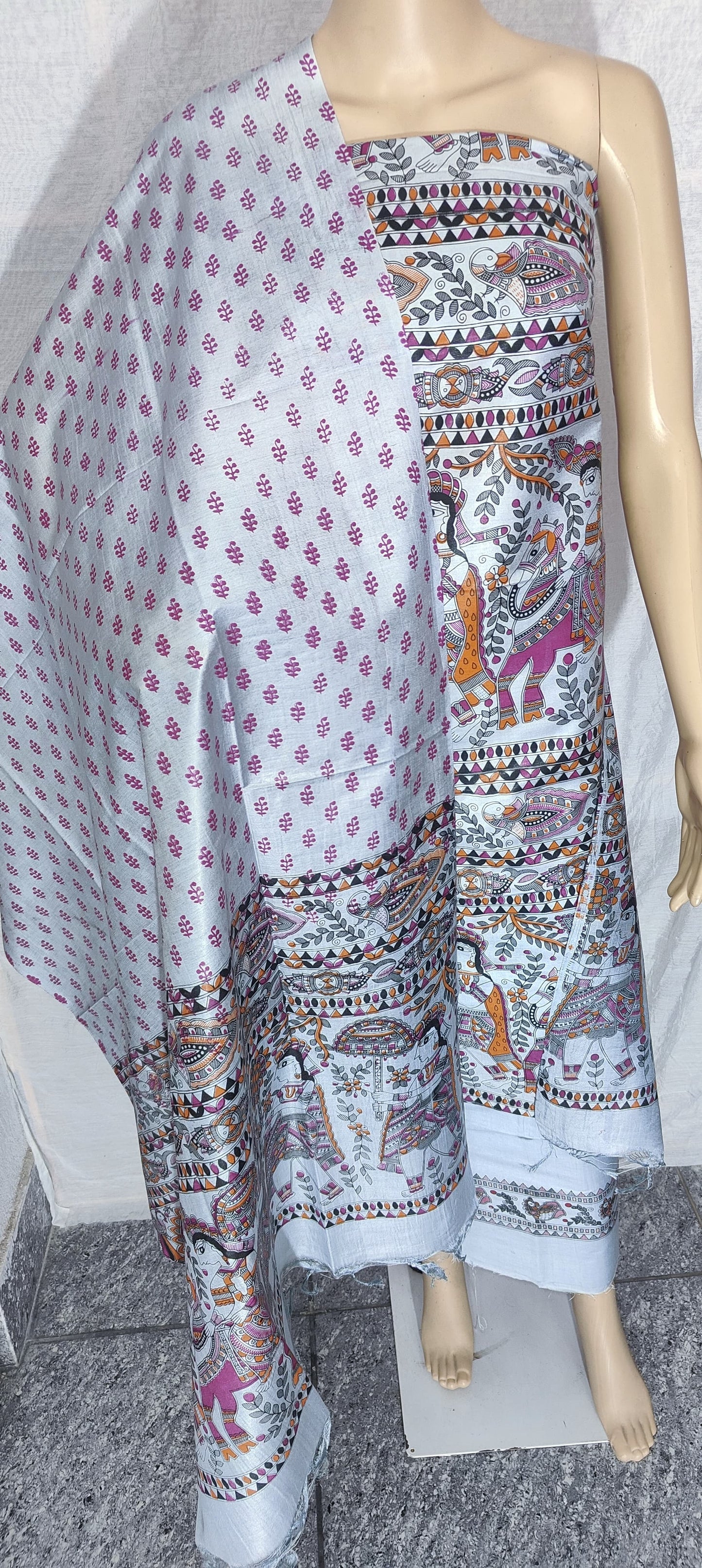 Bhagalpuri Katan Madhubani Printed Suits