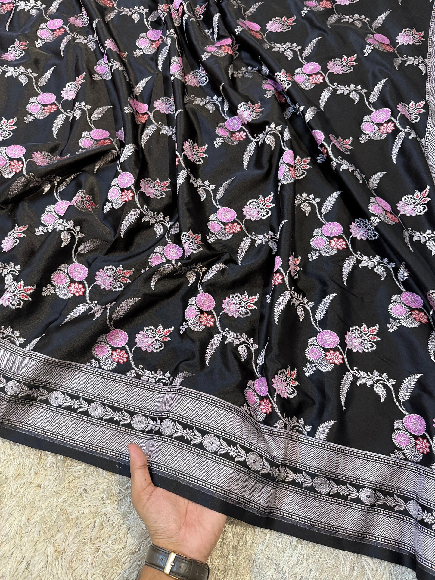 Banarasi Handloom  Mashru Katan Silk Saree All over body meenakari weave!!