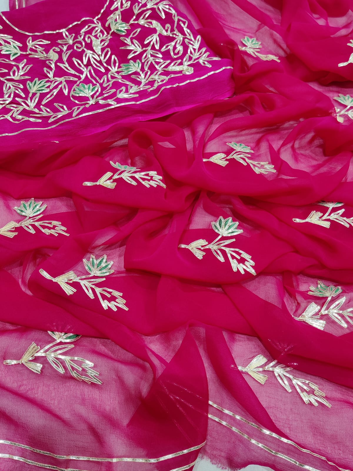 Pure Chiffon Gota Patti Work Saree