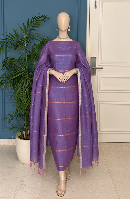 Pure Maheswari Silk Cotton Handwoven Unstitch Suit.