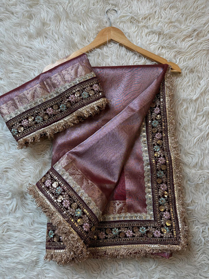 Banarasi Tissue lace Work Soft Silk Saree