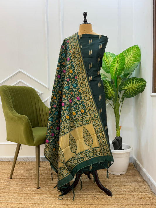 Banarasi Zari Work Unstitched Suit with Dupatta.