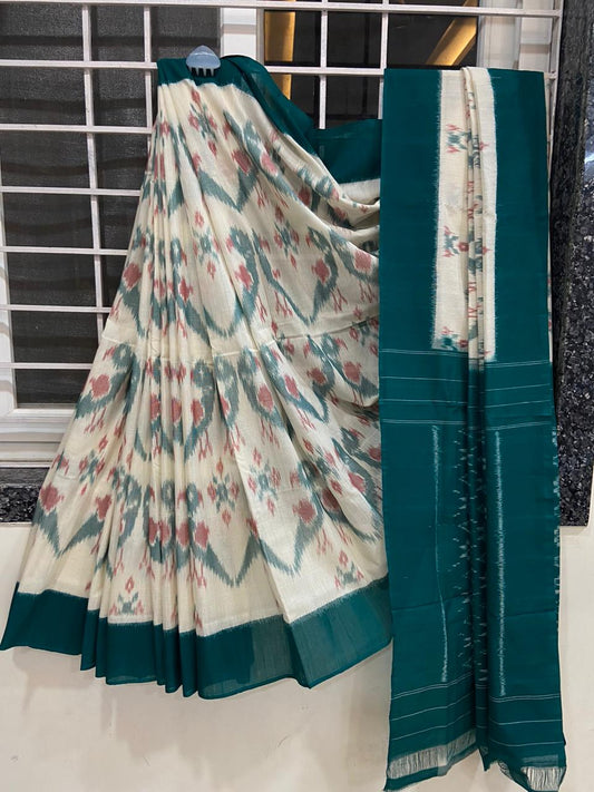 Beautiful Ikkat Cotton Saree With Blouse