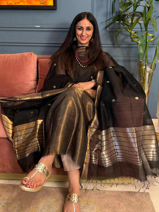 Pure Maheswari Silk Cotton Handwoven Unstitch Suit.