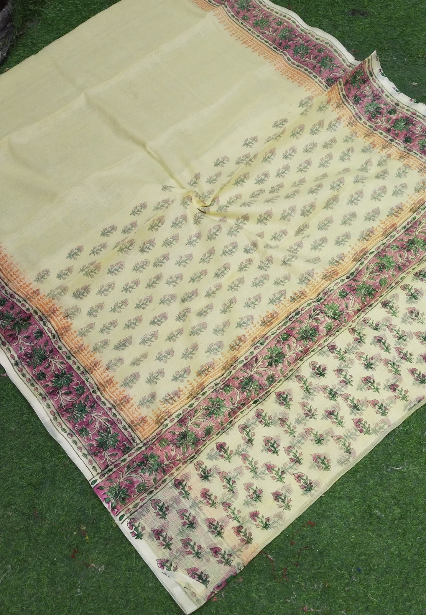 Kota Doria Hand Block Printed Sarees