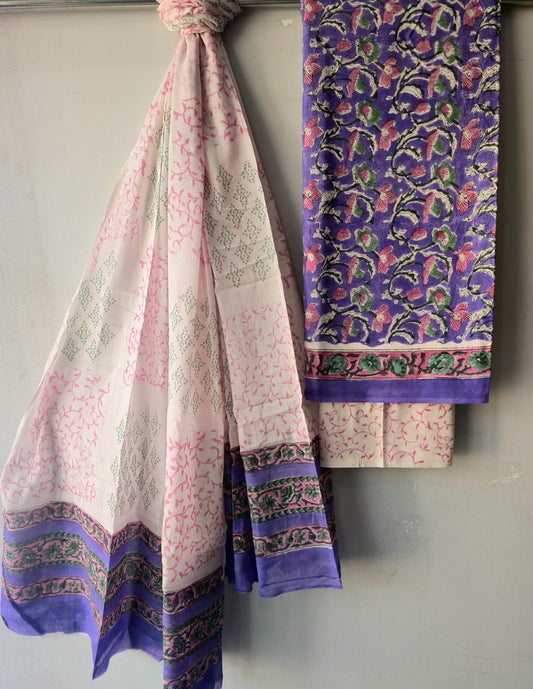 Pure Cotton Hand Block Printed Unstitched Suits.