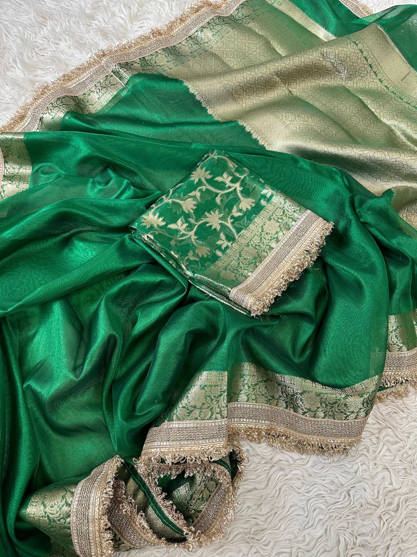 Banarasi Tissue lace Work Soft Silk Saree.