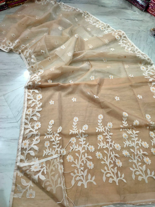 Pure Maslin Jamdani Saree