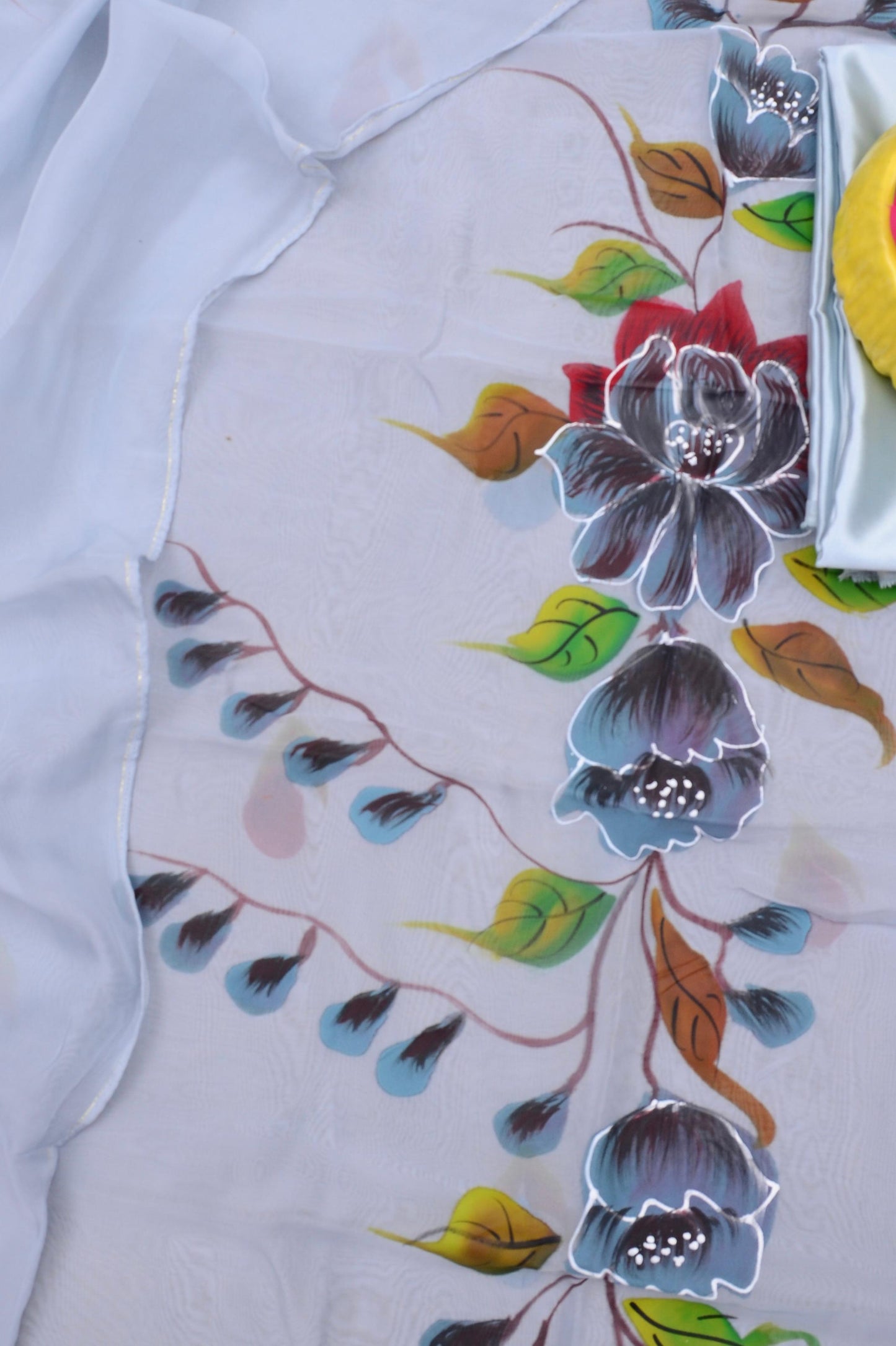 Pure Organza Hand Painting Unstitched Suit.