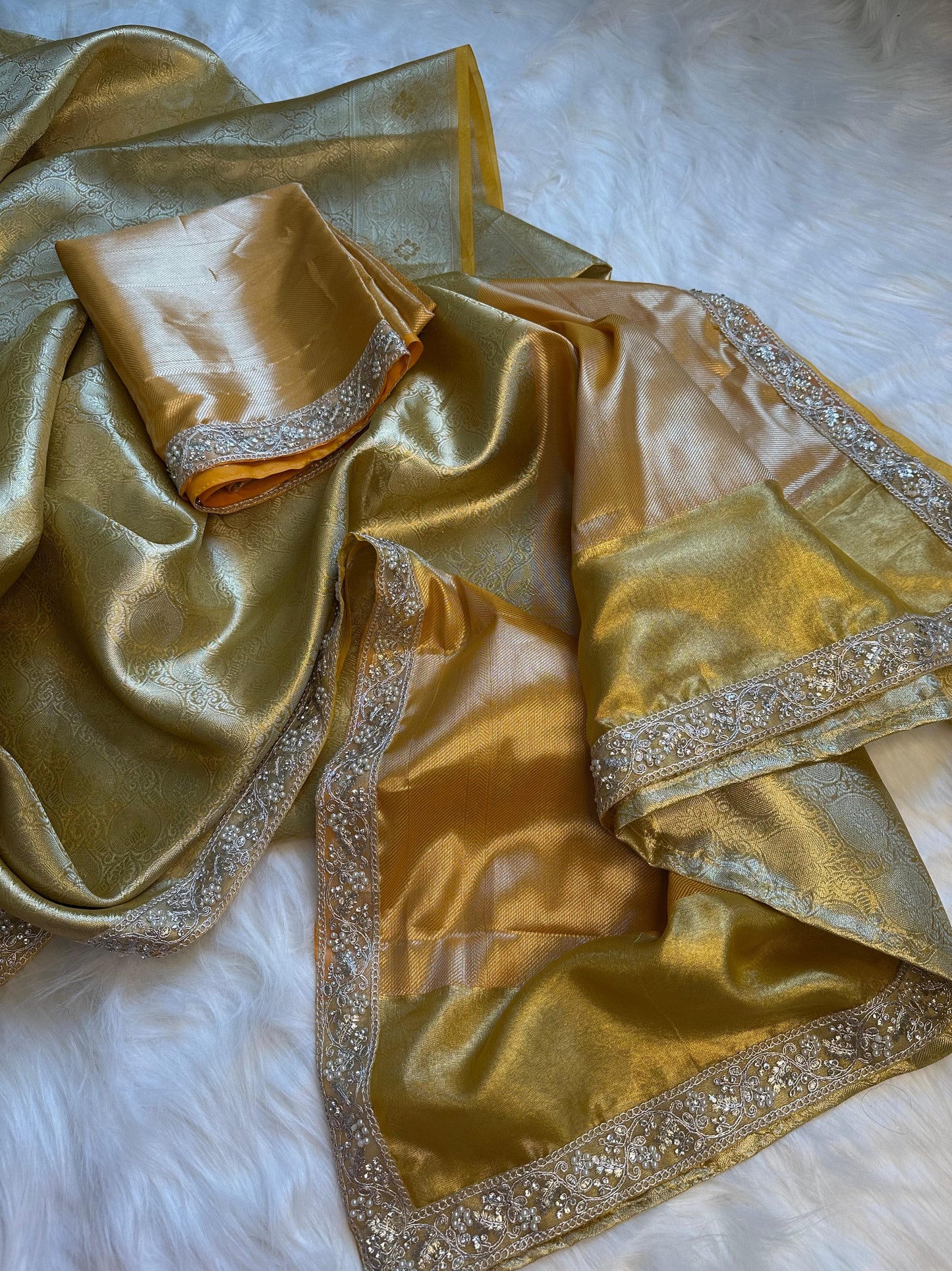 Banarasi Tissue lace Work Soft Silk Saree