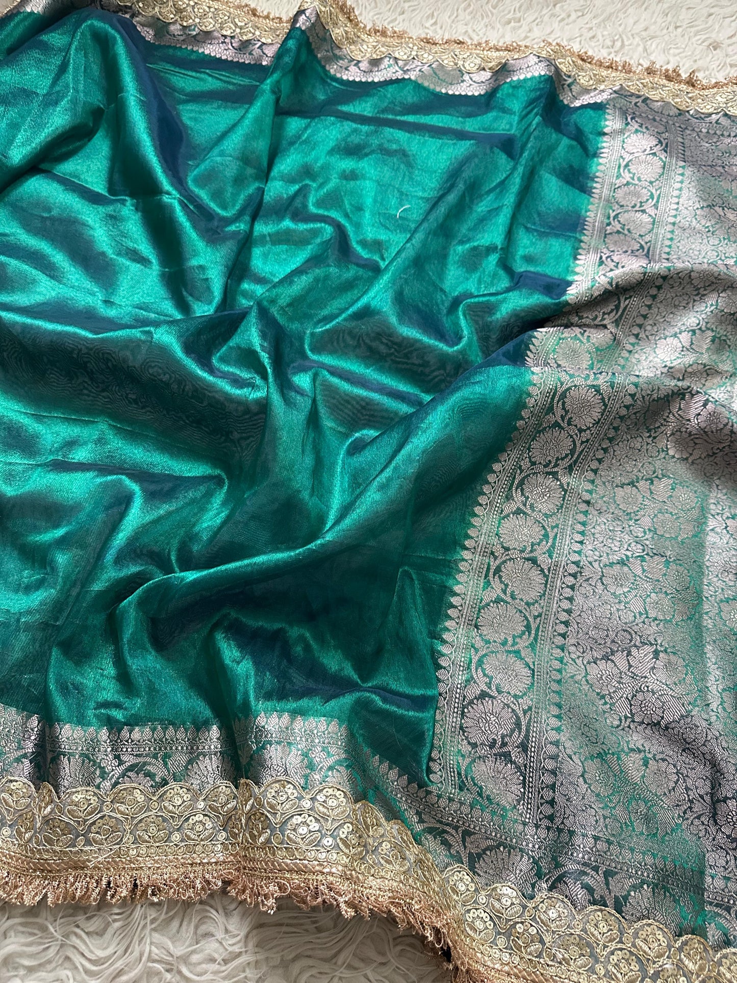 Banarasi Tissue lace Work Soft Silk Saree.