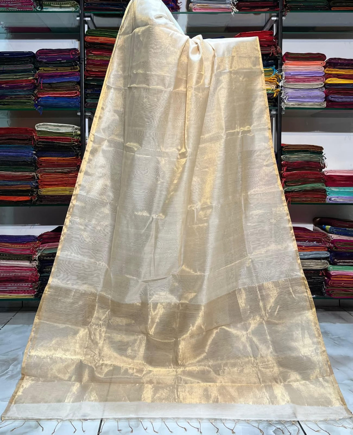 Tissue Linen Silk Saree with Blouse