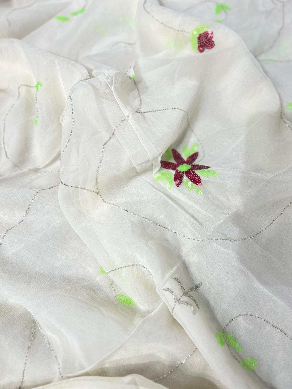 Pure Diamond Chiffon  Handwork Saree