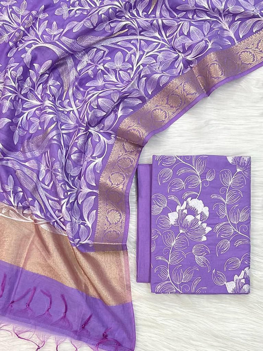 Banarasi Chanderi Embroidery Word Unstitched Suit
