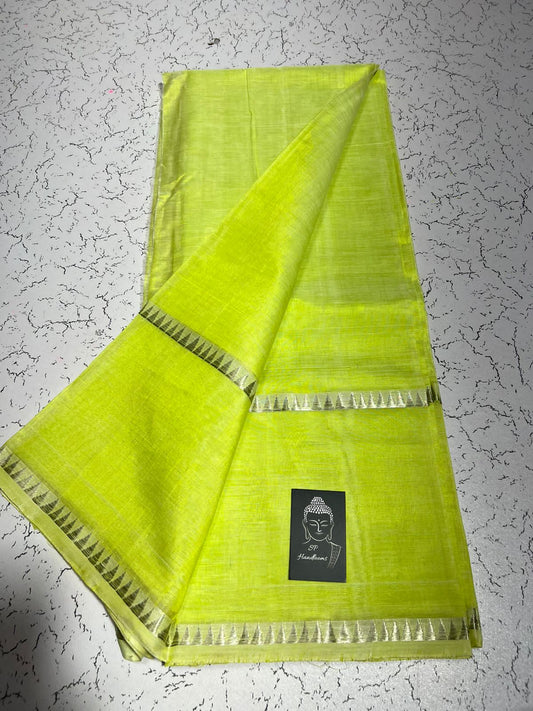 Pure Cotton Silk Mangalagiri Saree With Running Blouse .